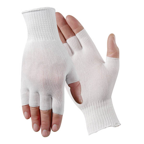 M088 Wells Lamont Industrial Half Finger White Continuous Nylon Glove Liner